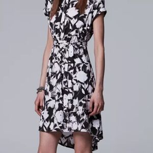 New Black & White Floral Print Simply Vera Dress sz Large